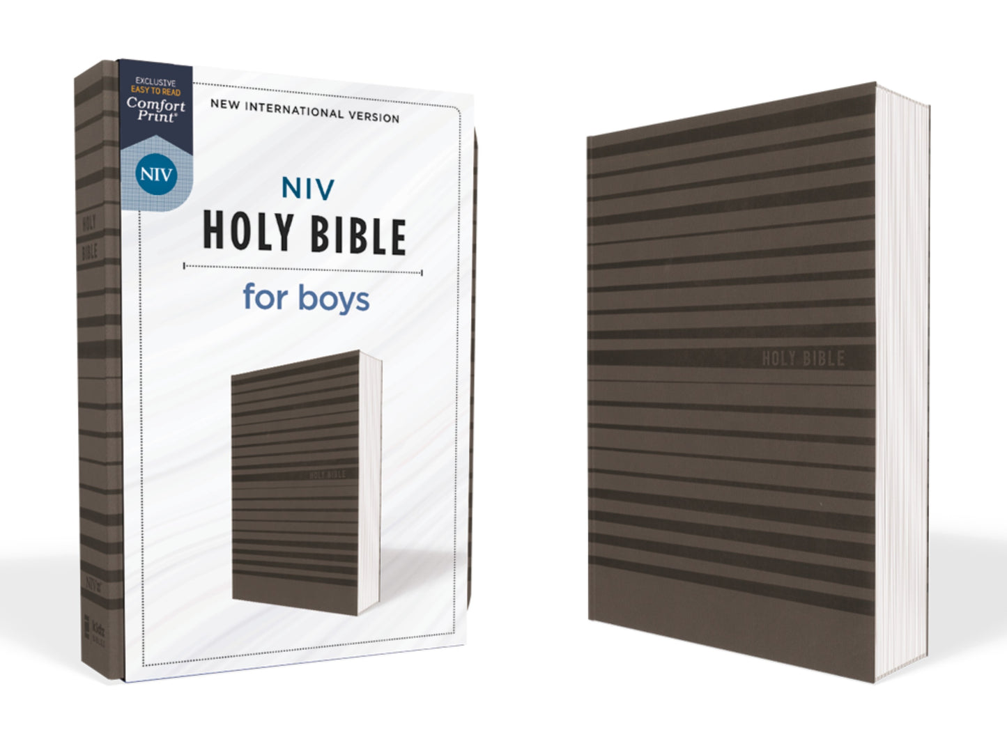 NIV Holy Bible For Boys/Soft Touch Edition (Comfort Print)-Gray Leathersoft