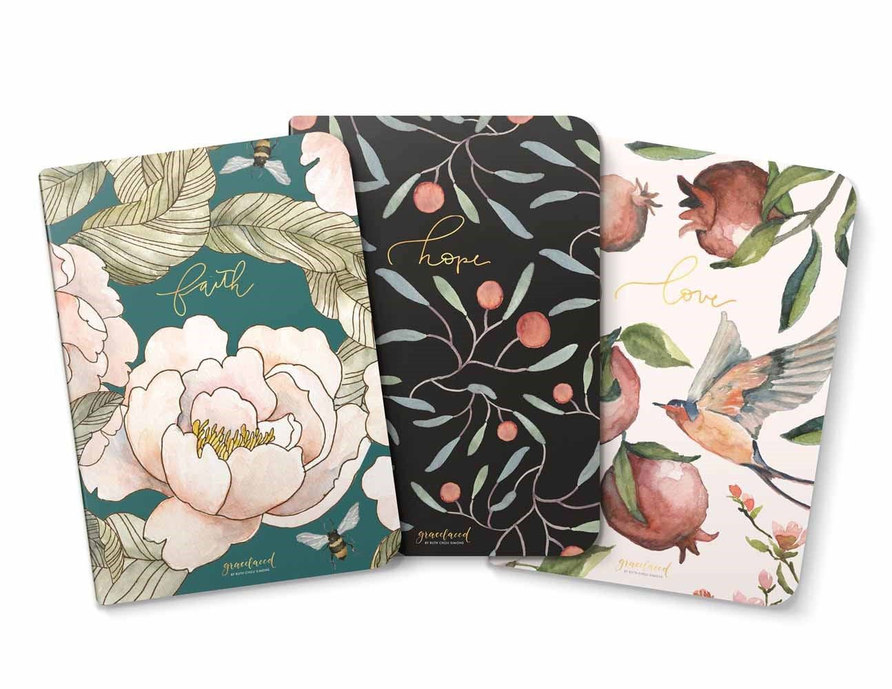 Notebook-Gracelaced Lined: Faith Hope Love (Set Of 3)