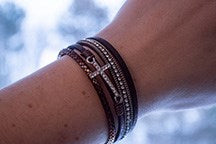 Bracelet-Eden Merry-Magnetic-Brown Sparkle Cross