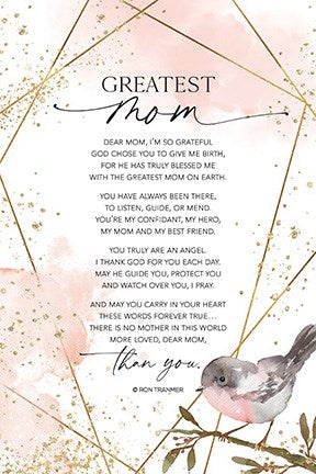 Plaque-Heaven Sent-Greatest Mom (6 x 9)