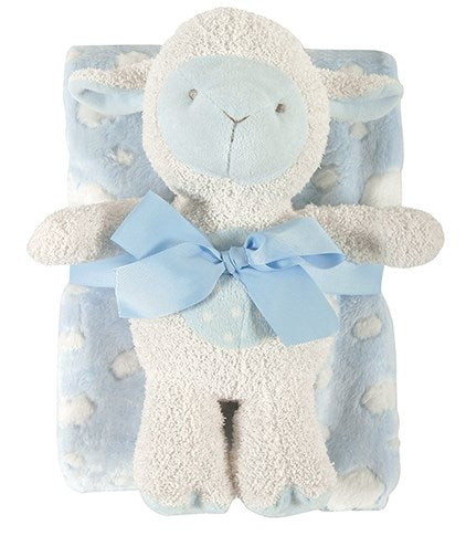 Lamb Blanket & Toy Set-Blue (2 Pieces)