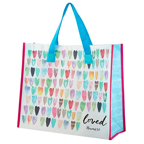 Tote Bag-Brave Heart-Loved (16"" X 13.25"" W/7"" Gusset)-Laminated Nylon