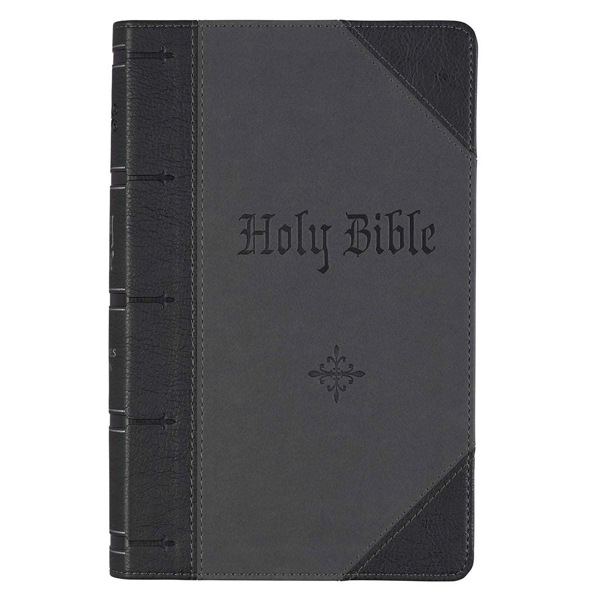 KJV Giant Print Bible-Black/Dark Gray Faux Leather Indexed