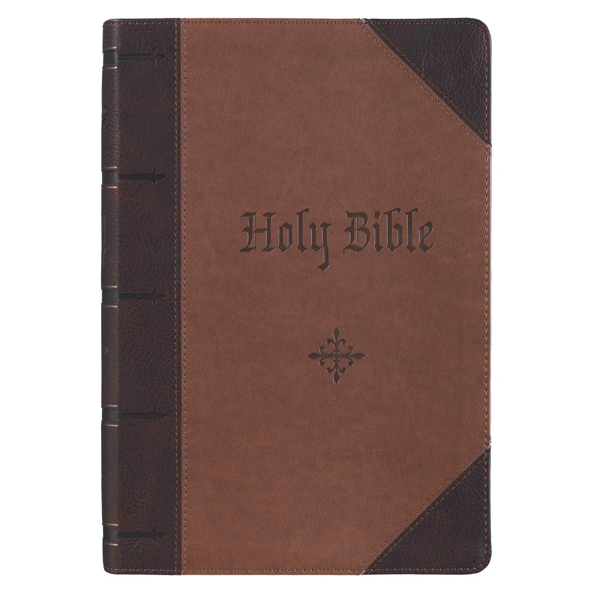 KJV Giant Print Bible (Full-Size)-Dark Brown/Brown Faux Leather Indexed