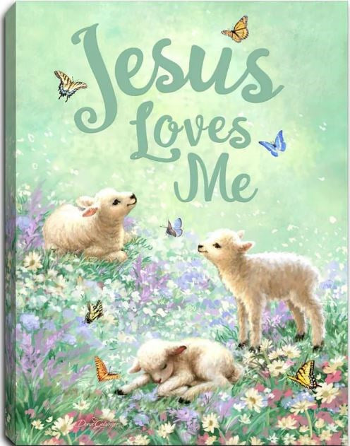 Mini Canvas-Jesus Loves Me-LED Tabletop w/Timer (8" x 6")