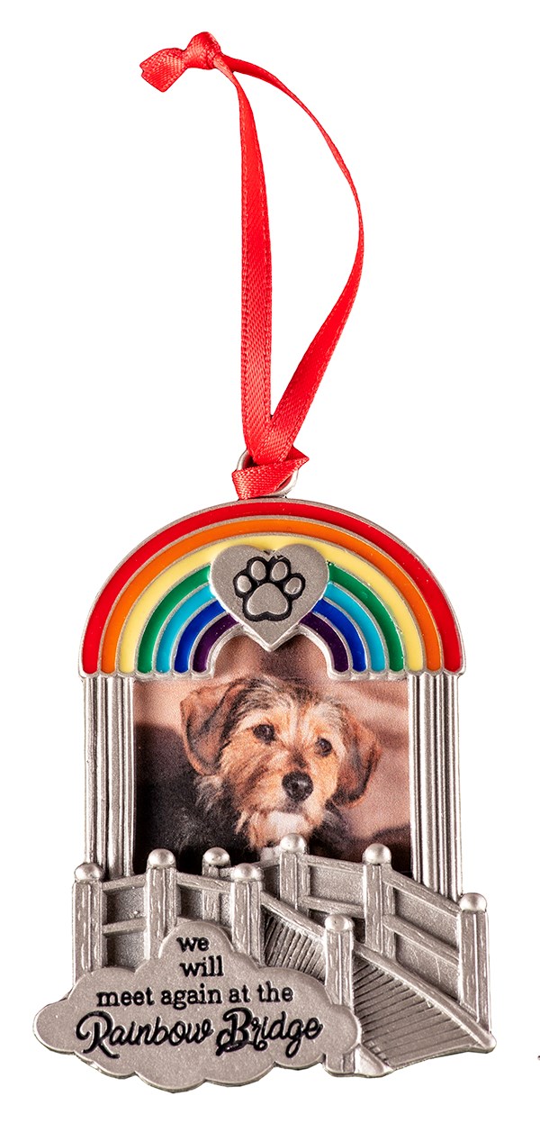 Ornament-Pet Memorial-Rainbow Bridge (Holds 1.5 x 1.25 Photo)