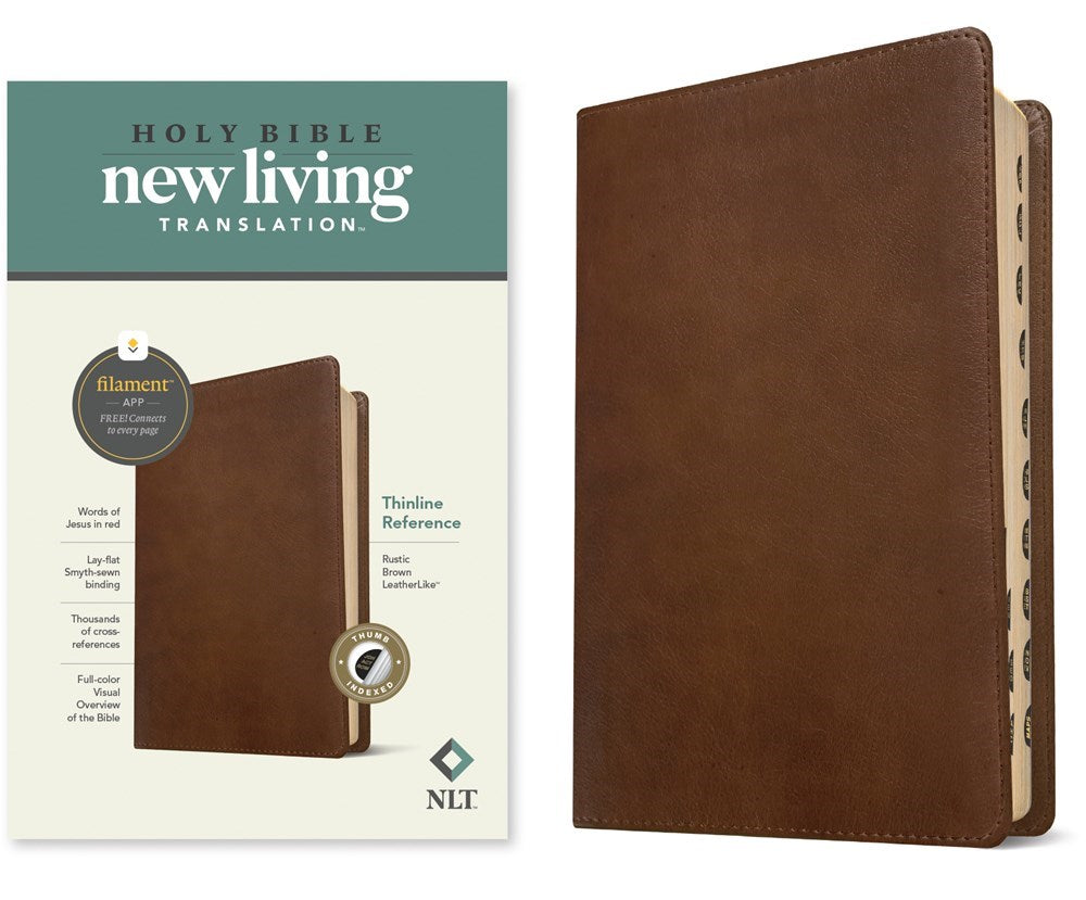 NLT Thinline Reference Bible/Filament Enabled Edition-Rustic Brown LeatherLike Indexed