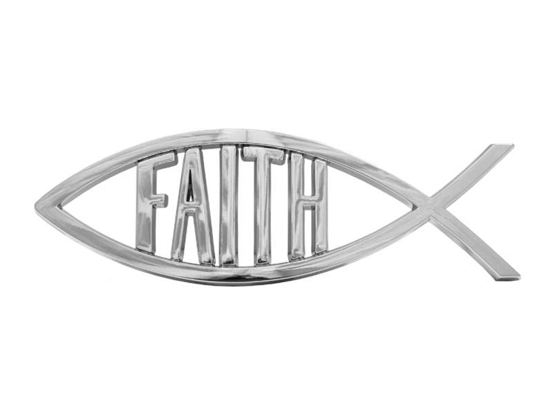 Auto Decal-Faith/Fish-Silver (5.5" x 2") (Pack Of 6)