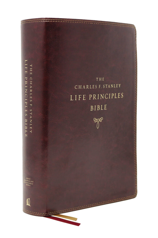 NASB Charles F. Stanley Life Principles Bible (2nd Edition) (Comfort Print)-Burgundy Leathersoft Indexed