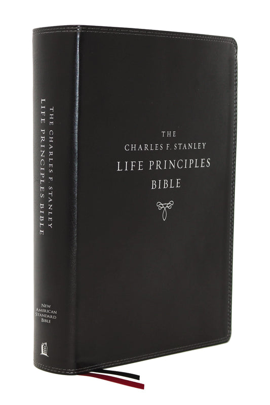 NASB Charles F. Stanley Life Principles Bible (2nd Edition) (Comfort Print)-Black Leathersoft Indexed