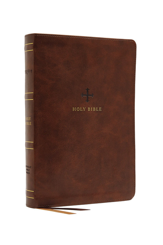 NRSV Catholic Thinline Bible (Comfort Print)-Brown Leathersoft