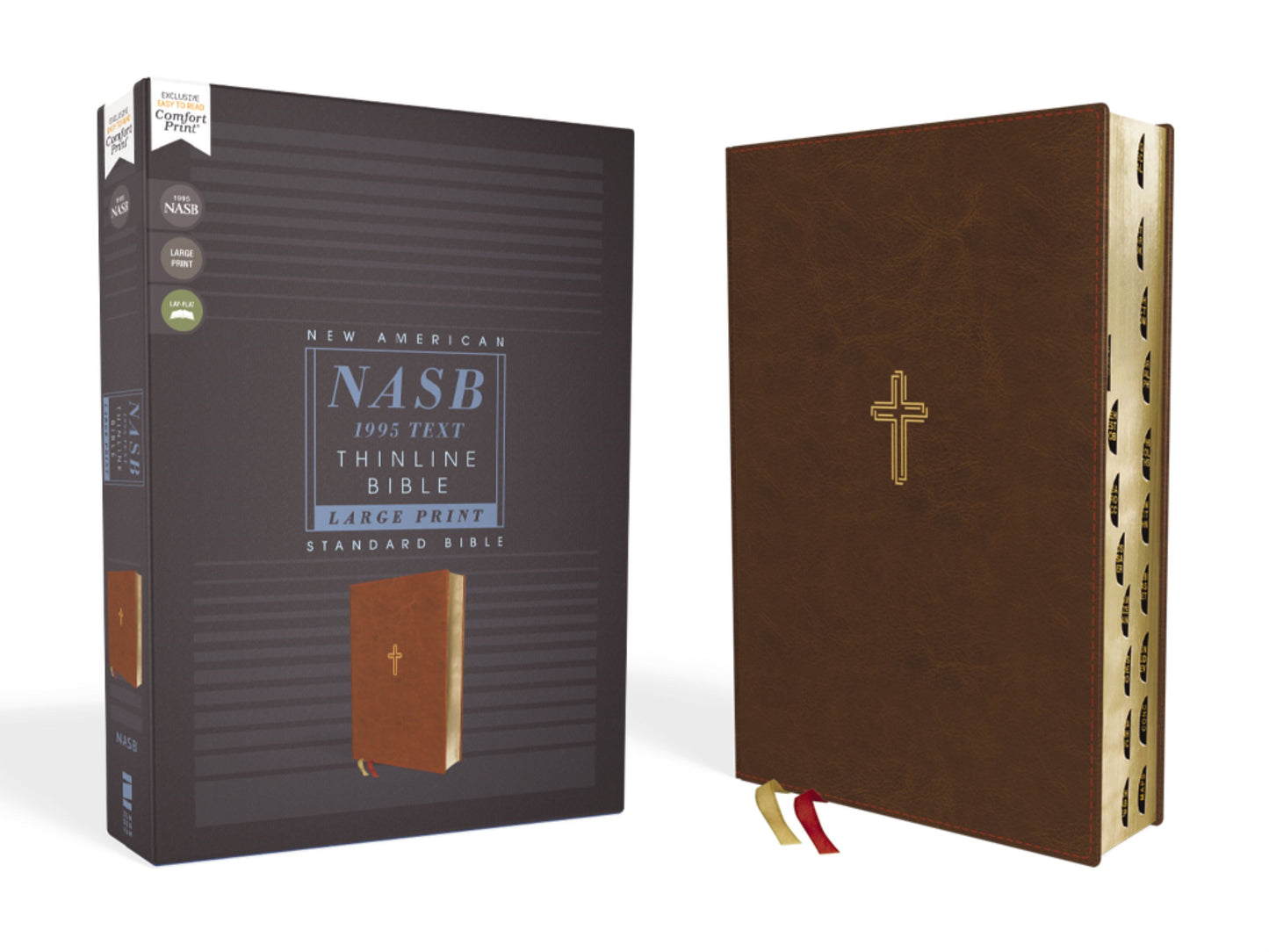 NASB 1995 Thinline Bible/Large Print (Comfort Print)-Brown Leathersoft Indexed