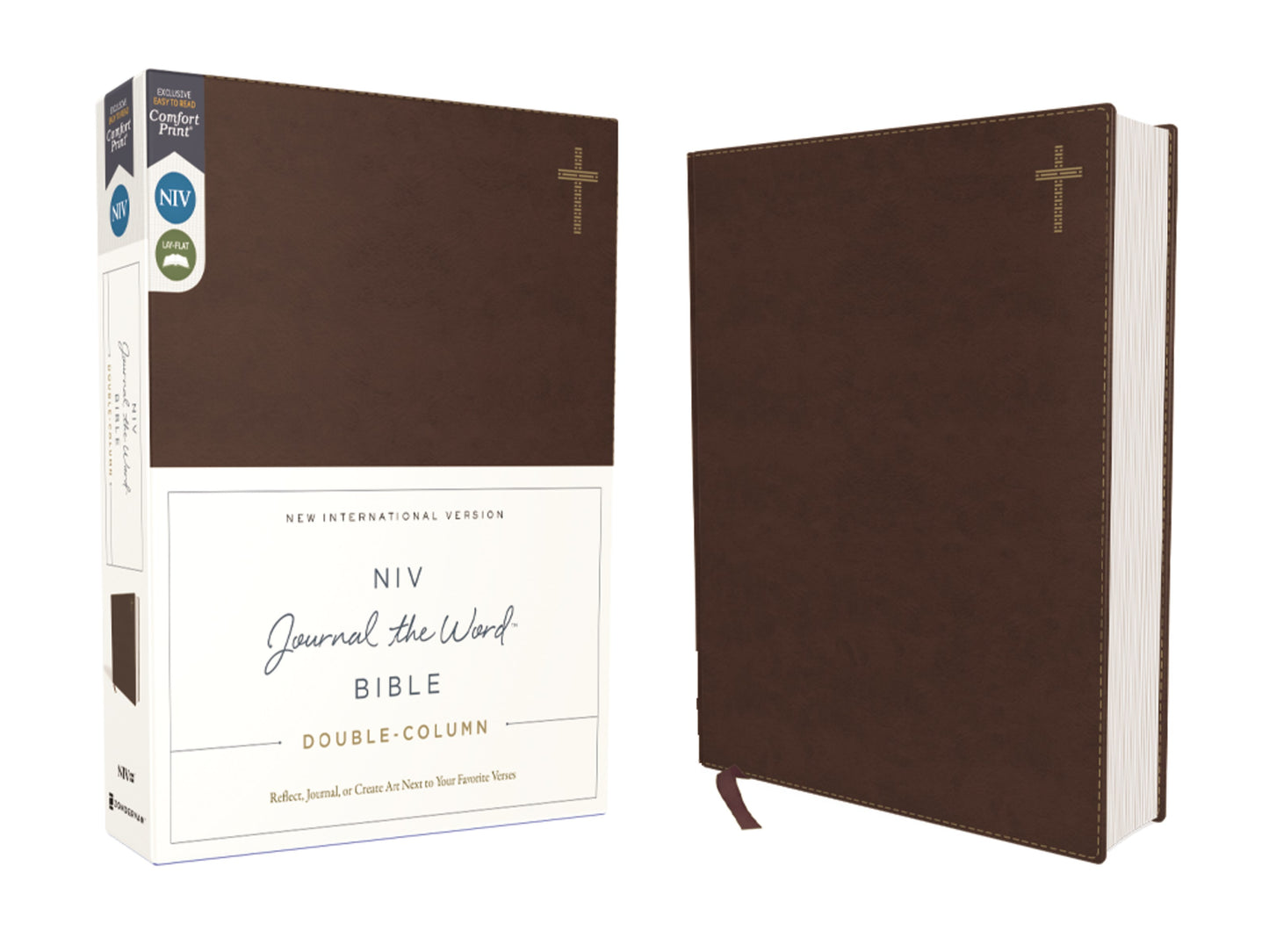 NIV Journal The Word Bible Double-Column (Comfort Print)-Brown Leathersoft