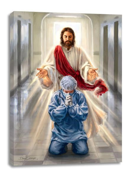 Frameless Canvas-Merciful Jesus/Bless Our Health Care Workers (10 x 14)