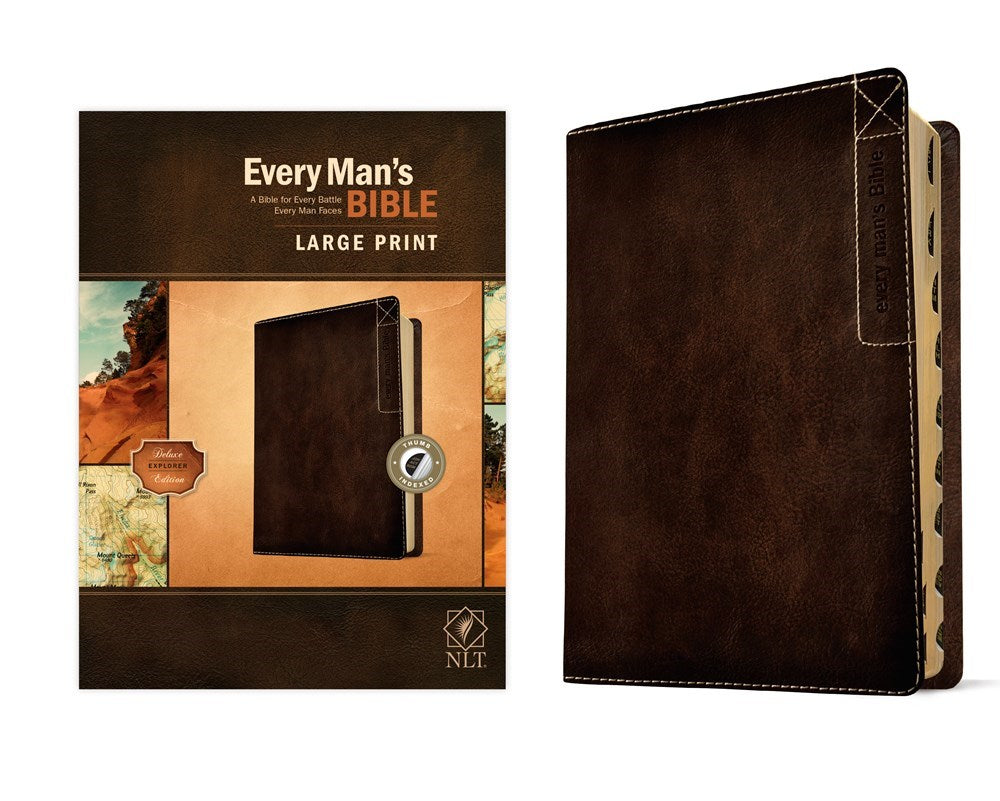 NLT Every Man's Bible/Large Print (Deluxe Explorer Edition)-Rustic Brown LeatherLike Indexed