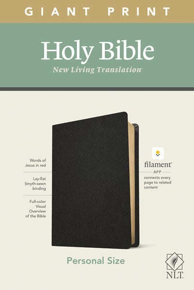 NLT Personal Size Giant Print Bible/Filament Enabled-Black Genuine Leather