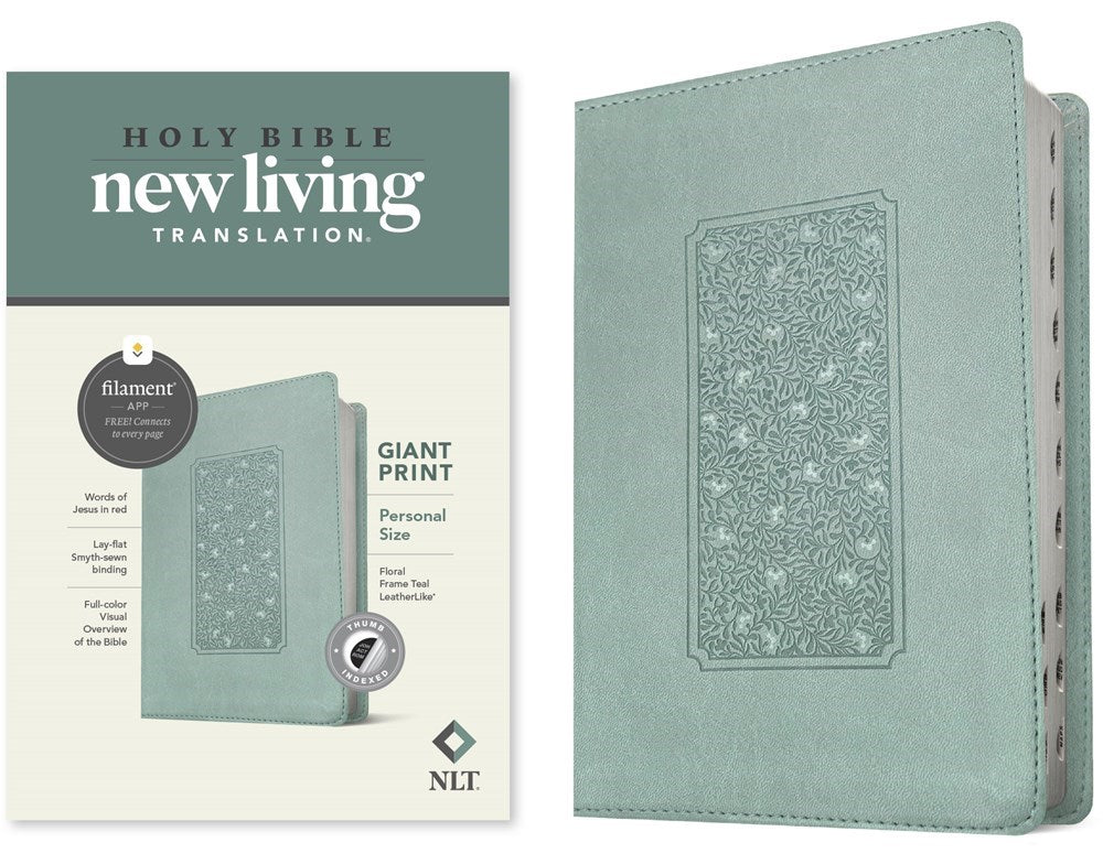 NLT Personal Size Giant Print Bible/Filament Enabled-Teal Floral Frame LeatherLike Indexed