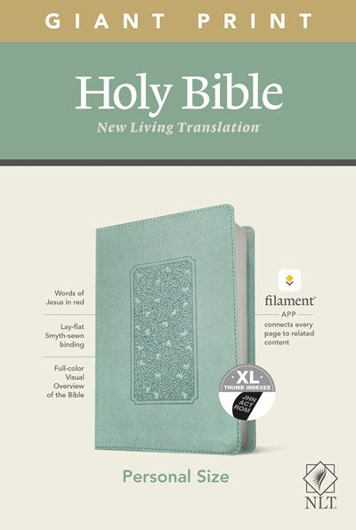 NLT Personal Size Giant Print Bible/Filament Enabled-Teal Floral Frame LeatherLike Indexed