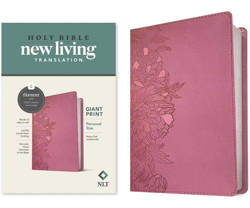 NLT Personal Size Giant Print Bible/Filament Enabled-Peony Pink LeatherLike