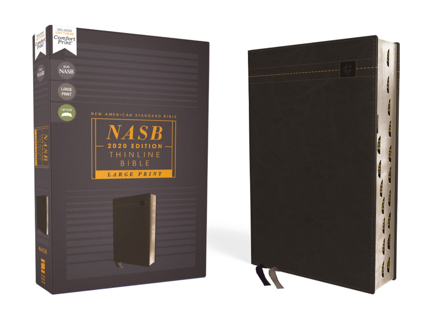 NASB 2020 Thinline Bible/Large Print (Comfort Print)-Black Leathersoft Indexed