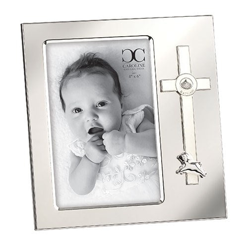 Frame-Baptism Cross w/Lamb (Holds 4 x 6 Photo)