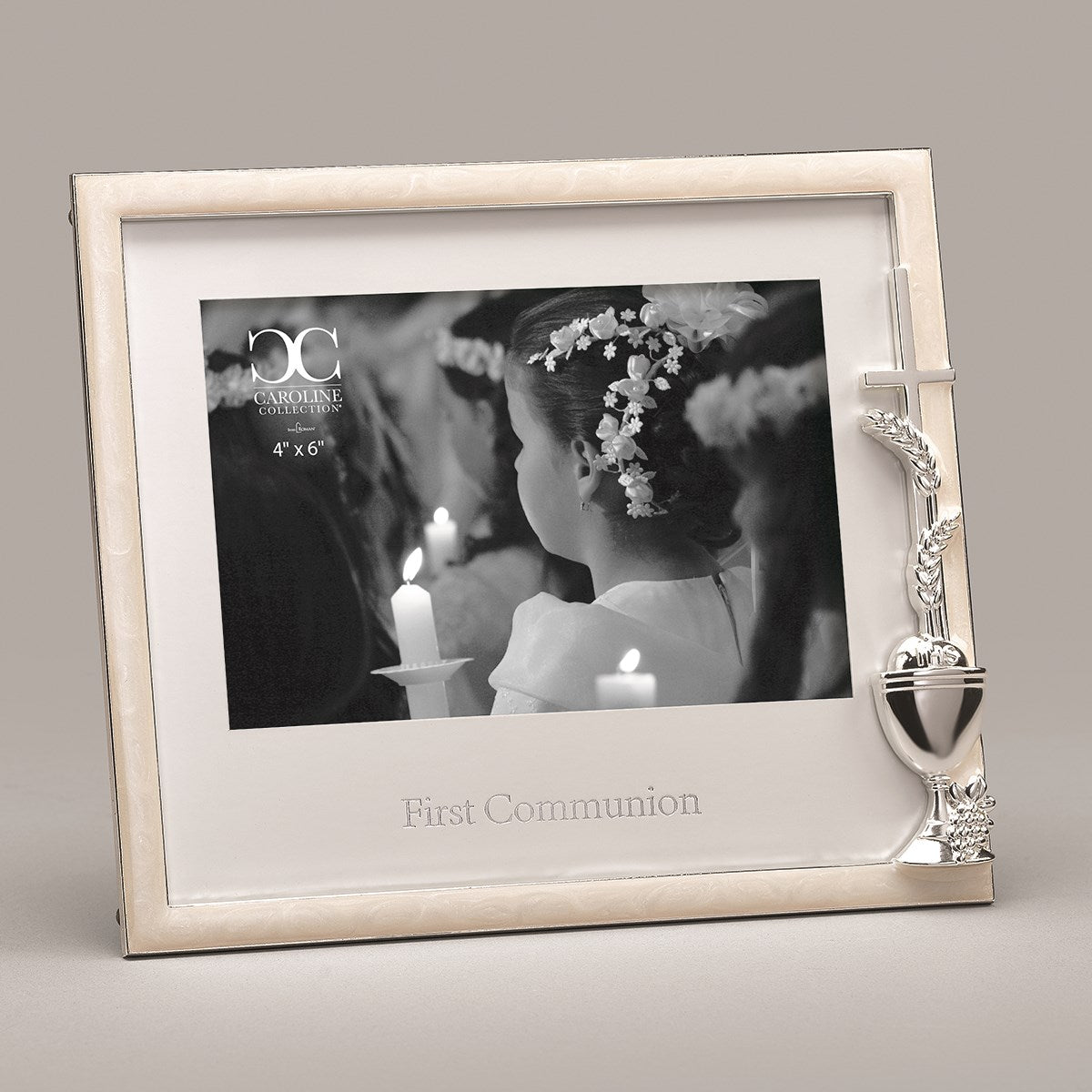 Frame-First Communion W/Cross/Wheat & Chalice (6.75")