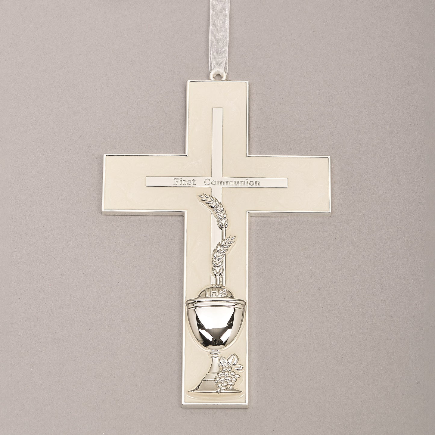 Wall Cross-First Communion w/Cross/Wheat & Chalice (7")