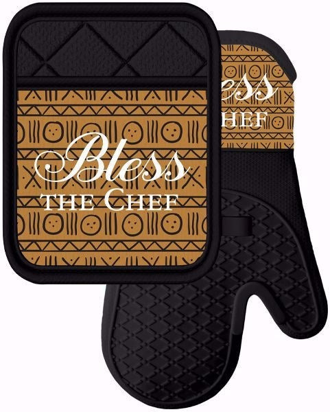 Oven Mitt & Pot Holder Set-Bless The Chef (Set Of 2)
