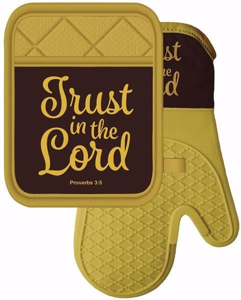 Oven Mitt & Pot Holder Set-Trust In The Lord (Set Of 2)