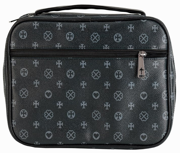 Bible Cover-Faith Collection Cross & Heart-XLG-Black