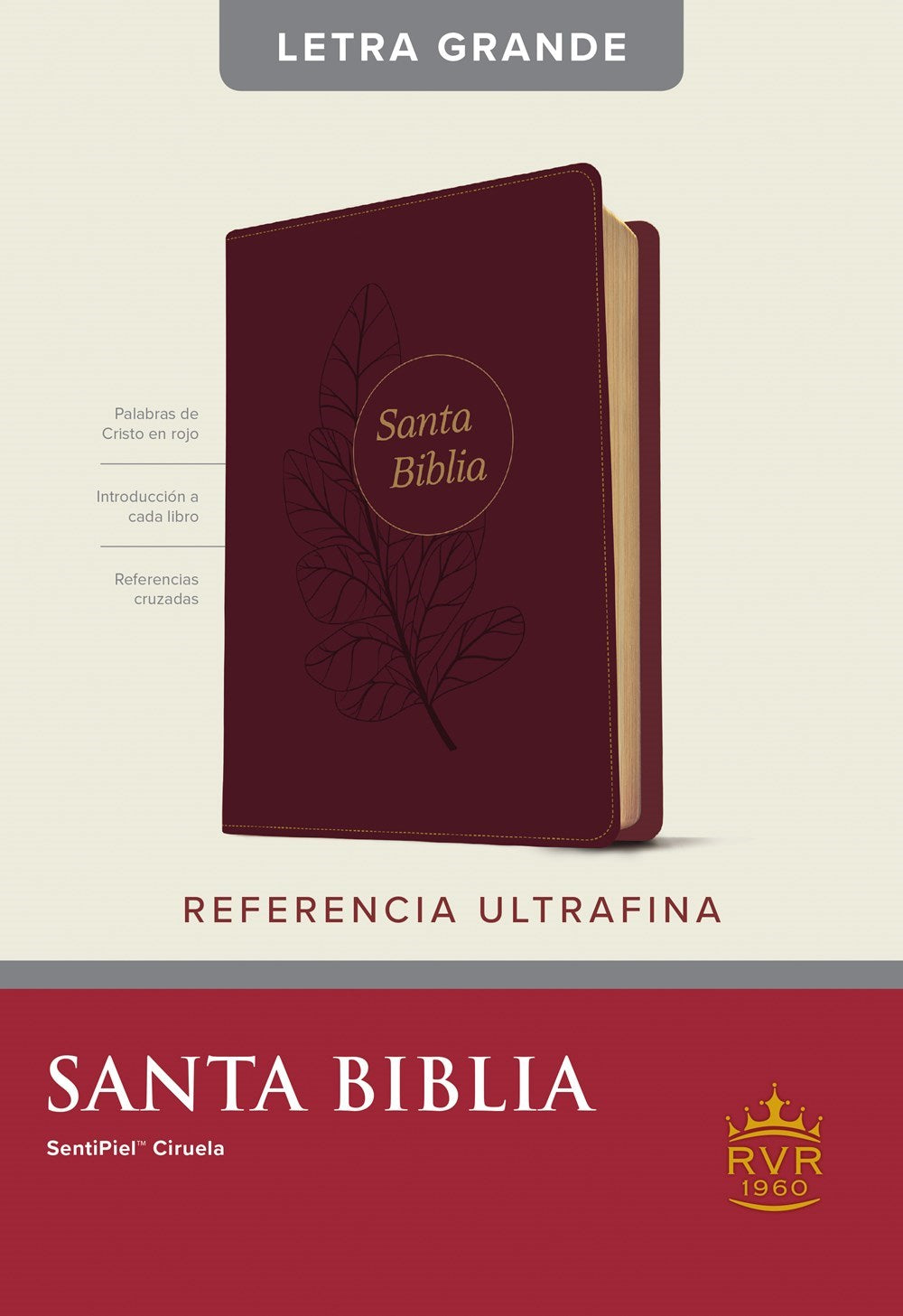 RVR 1960 Edicion de Referencia Ultrafina Letra Grande (Slimline Reference Edition/Large Print)-Plum LeatherLike Indexed