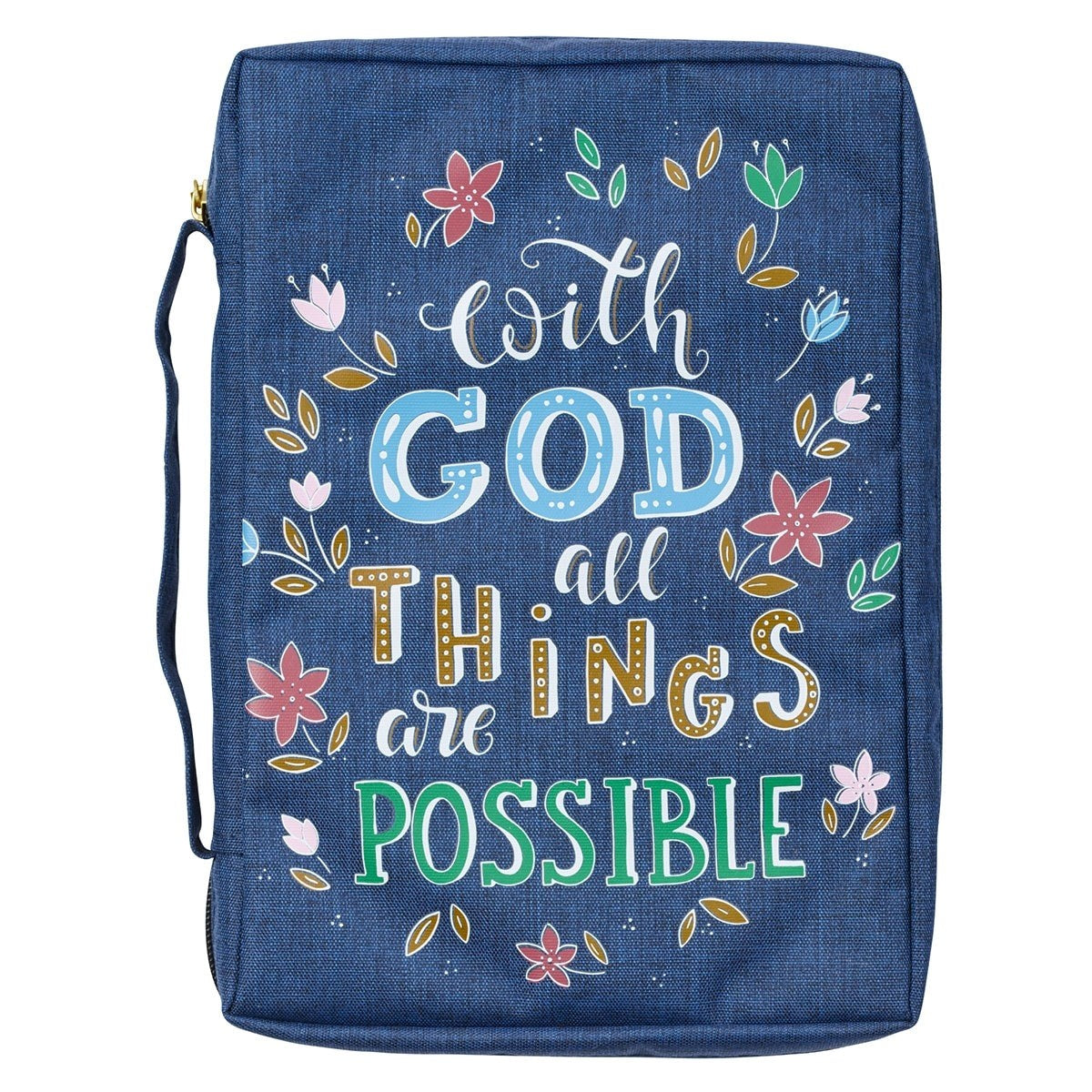 Bible Cover-Value-With God All Things Matt 19:26-Navy-MED