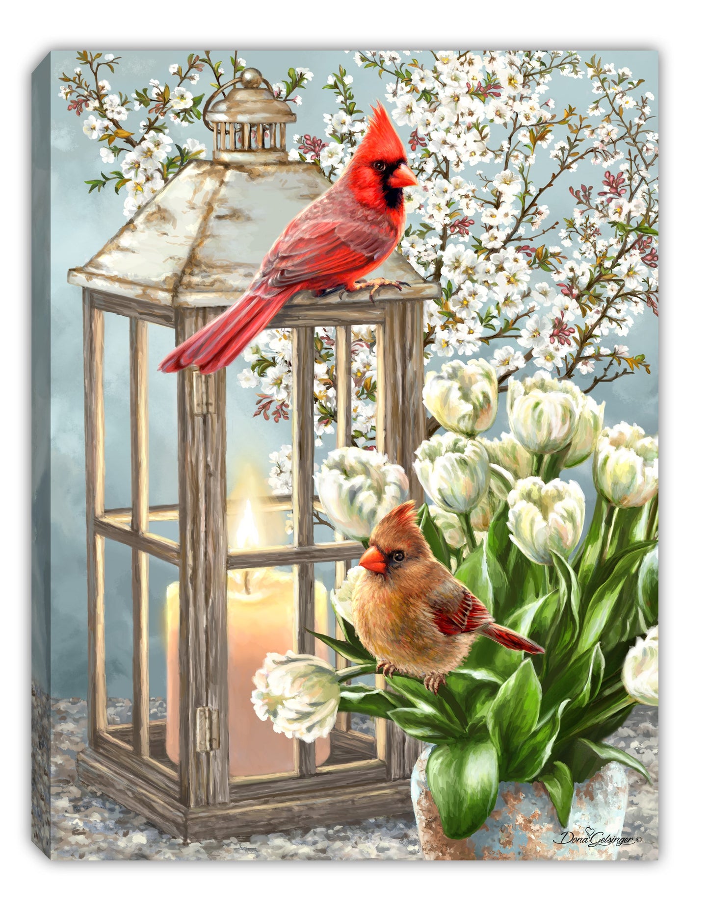 Mini Canvas-Sweet Cardinals-LED Tabletop w/Timer (8" x 6")