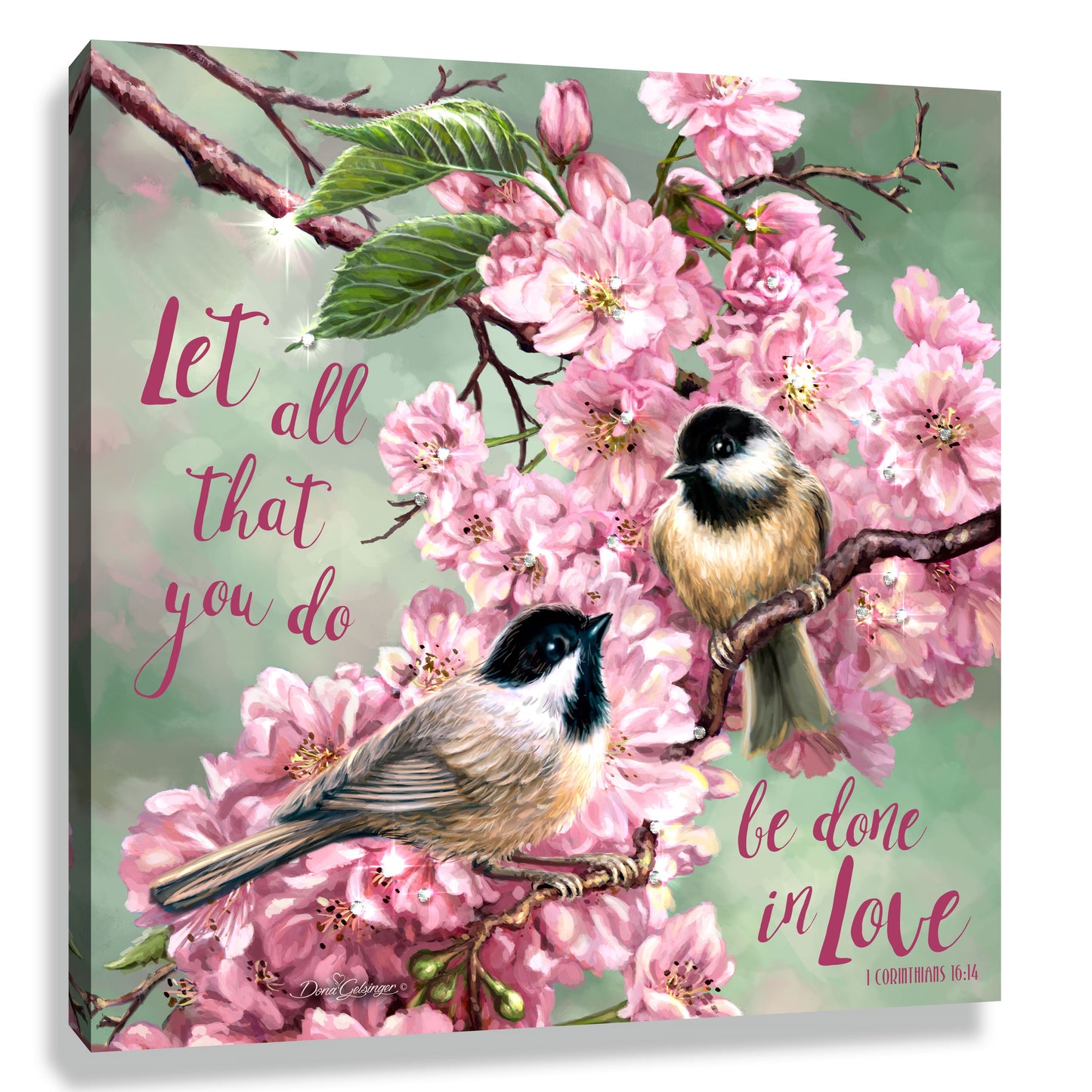 Pizazz Print-Love Birds w/Swarovski Crystals (10" x 10")