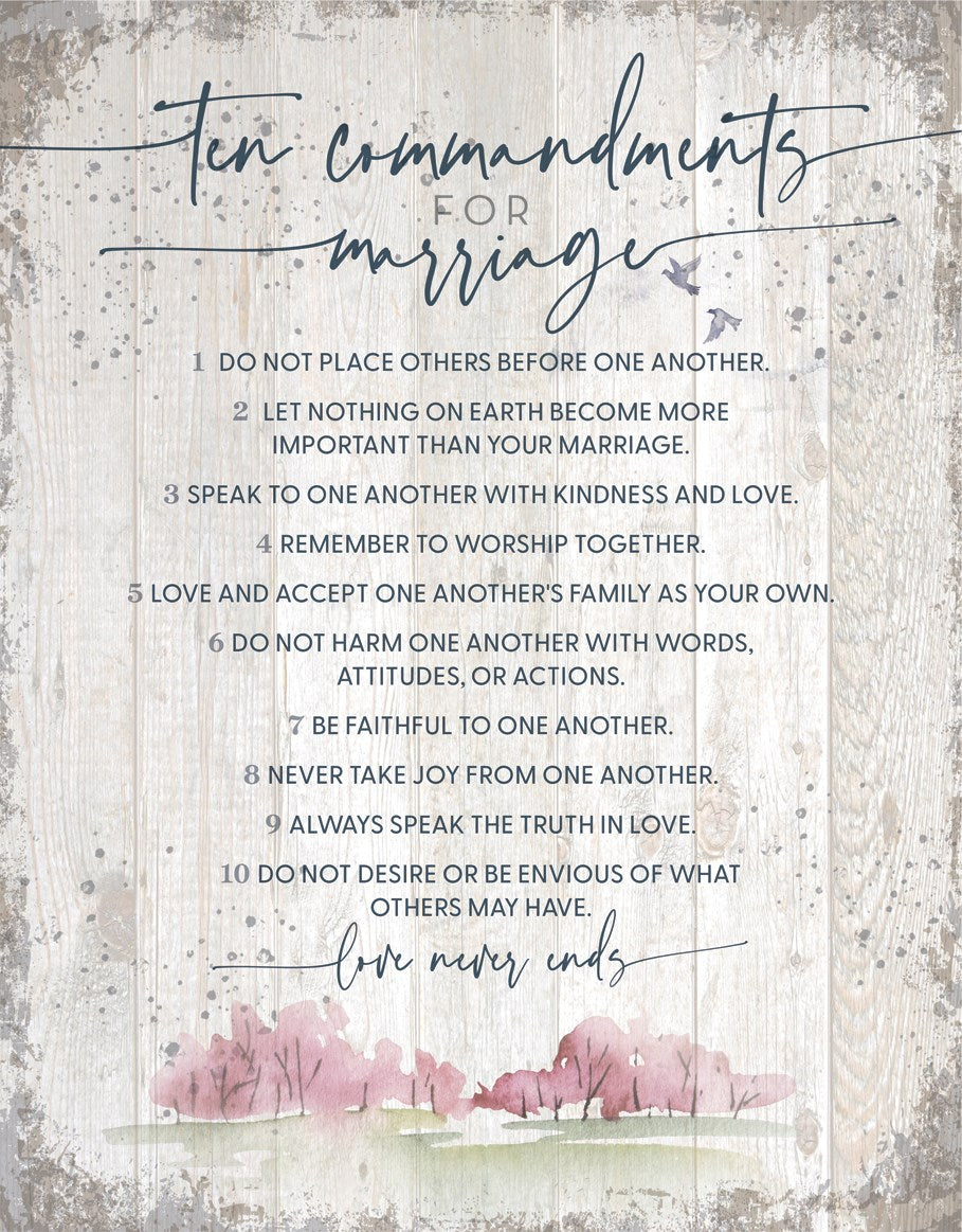 Wall Plaque-Timberland Art 11.75X15-Ten Commandments For Marriage