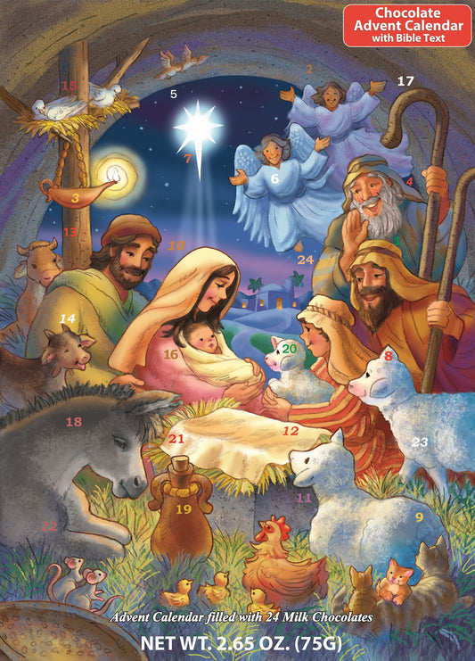 Chocolate Advent Calendar-Baby In A Manger (10 x 13.75)