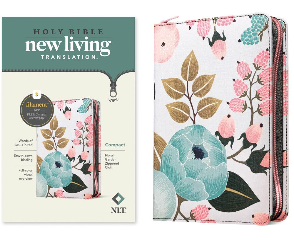 NLT Compact Bible/Filament Enabled Edition-Floral Garden LeatherLike w/Zipper