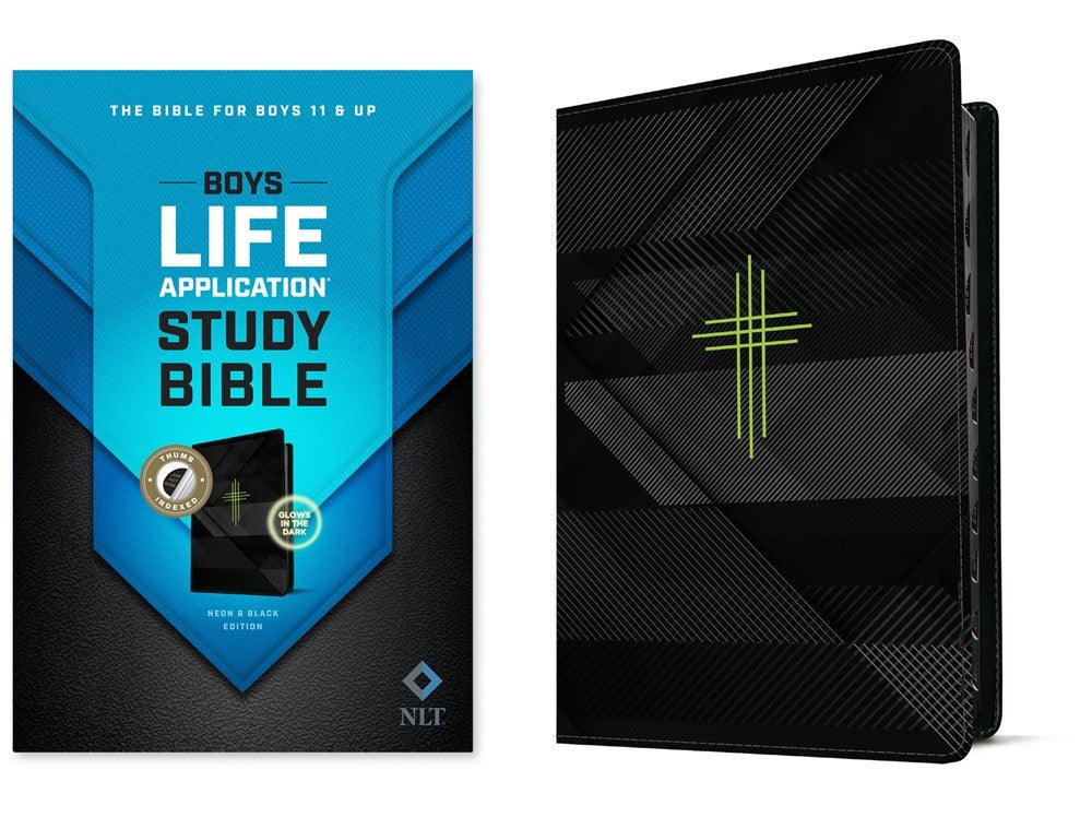 NLT Boys Life Application Study Bible-Black/Neon Glow TuTone LeatherLike Indexed