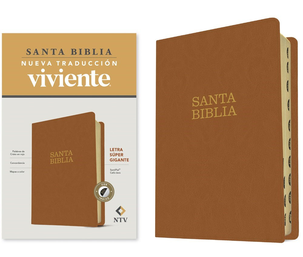 NTV Letra Super Gigante (NLT Super Giant Print Bible)-Brown LeatherLike Indexed