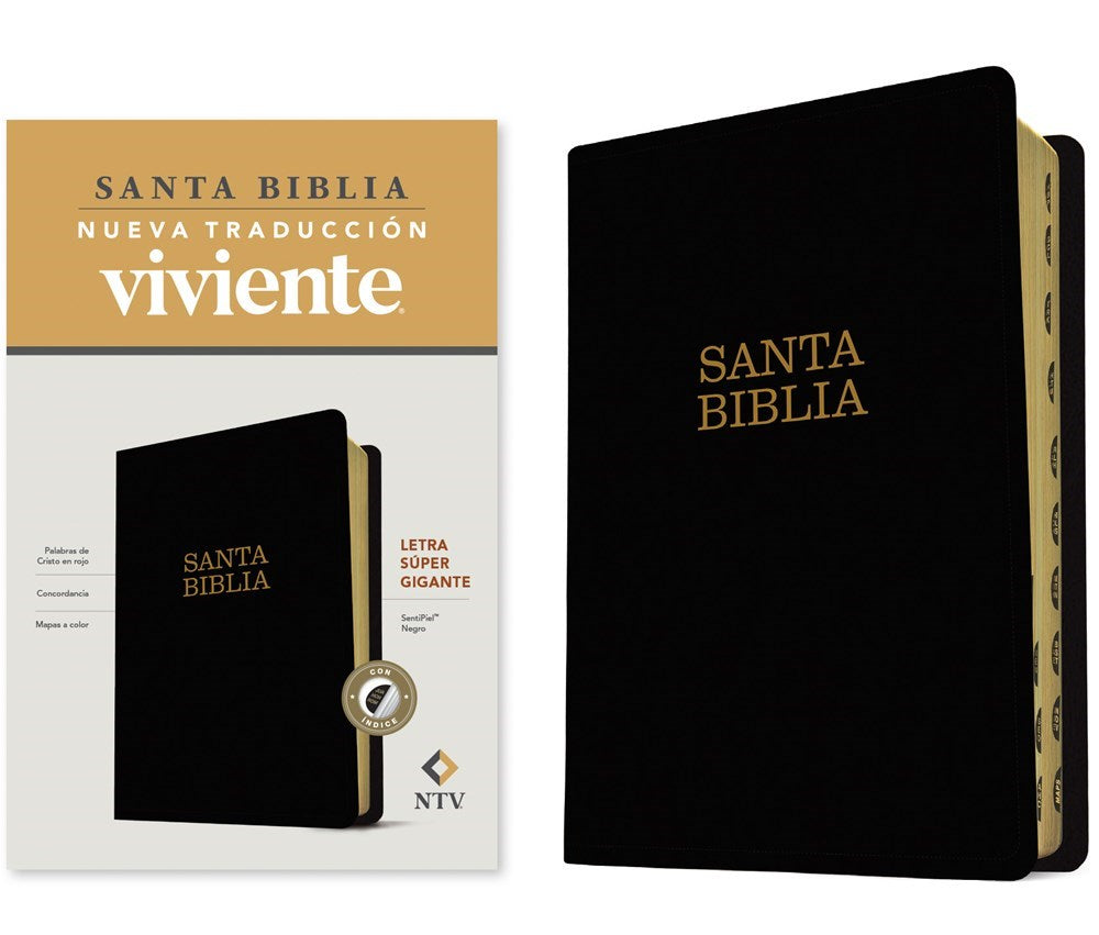 NTV Letra Super Gigante (NLT Super Giant Print Bible)-Black LeatherLike Indexed