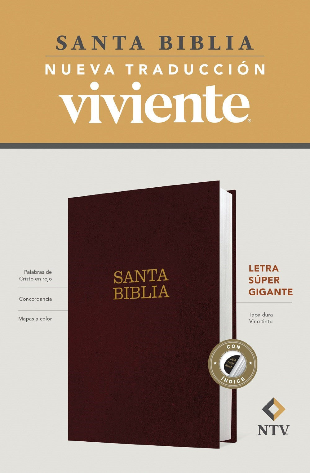 NTV Letra Super Gigante (NLT Super Giant Print Bible)-Burgundy Hardcover Indexed
