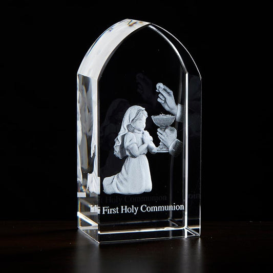 Etched Glass Stand-First Communion-Girl (3.25" x 1.5")