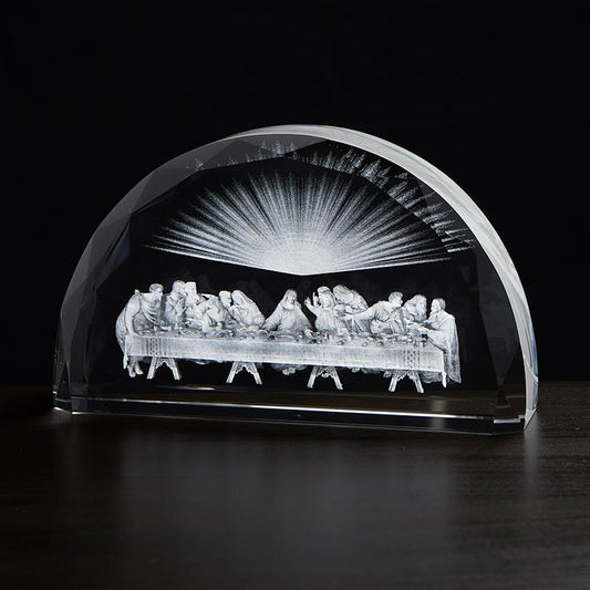 Etched Glass Stand-Last Supper (7" x 4" x 1.5")