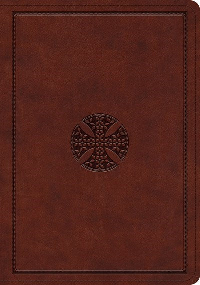 ESV Journaling Bible Interleaved Edition-Mahogany Mosaic Cross Design TruTone