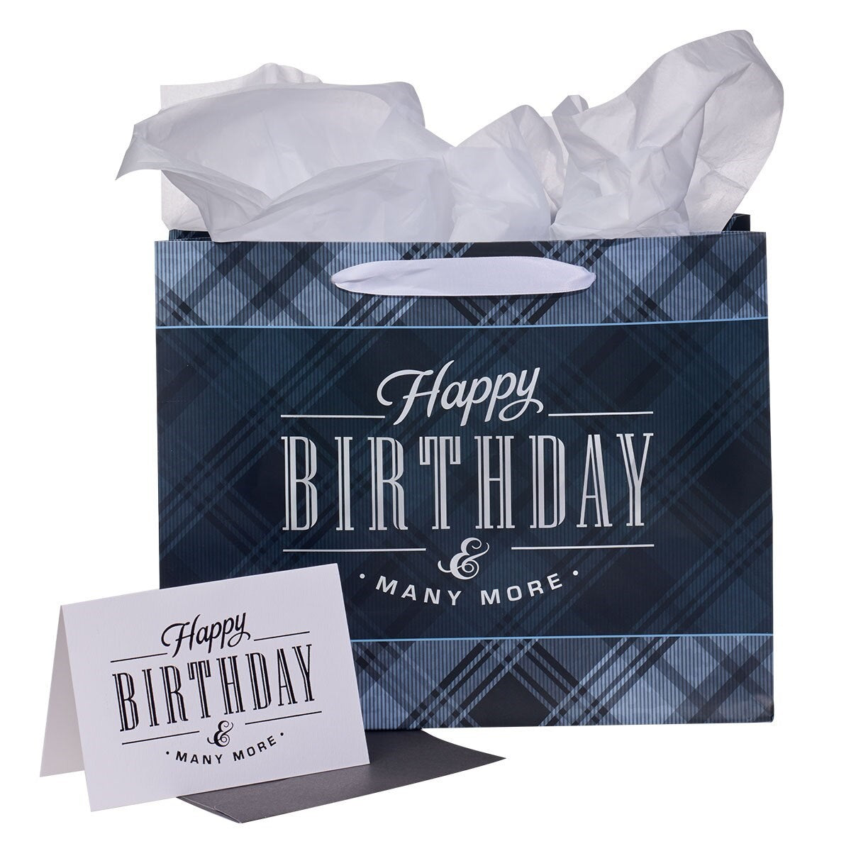 Gift Bag Large Happy Birthday & Many More (Masculine) w/Card & Tissue