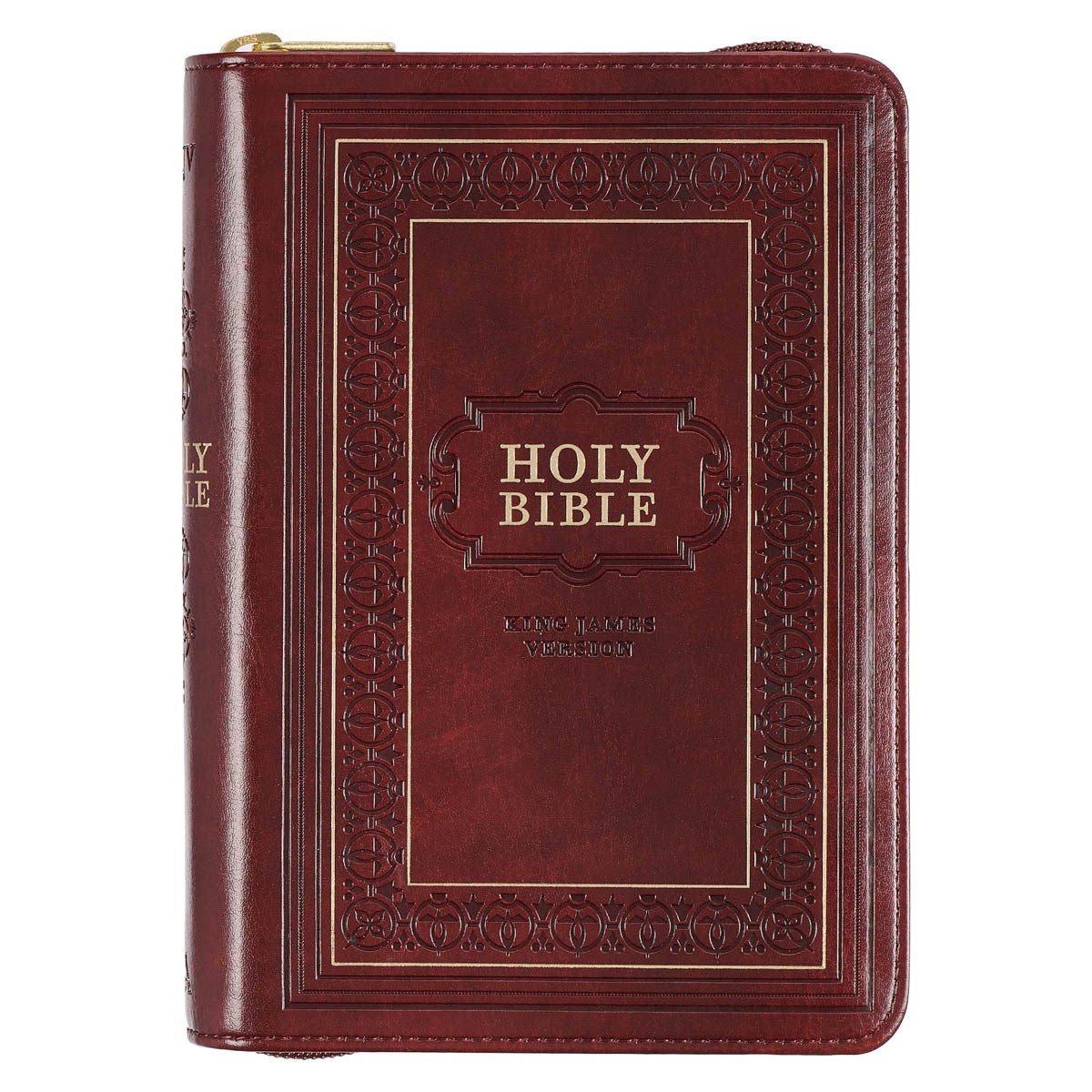 KJV Large Print Compact Bible-Burgundy Faux Leather w/Zipper