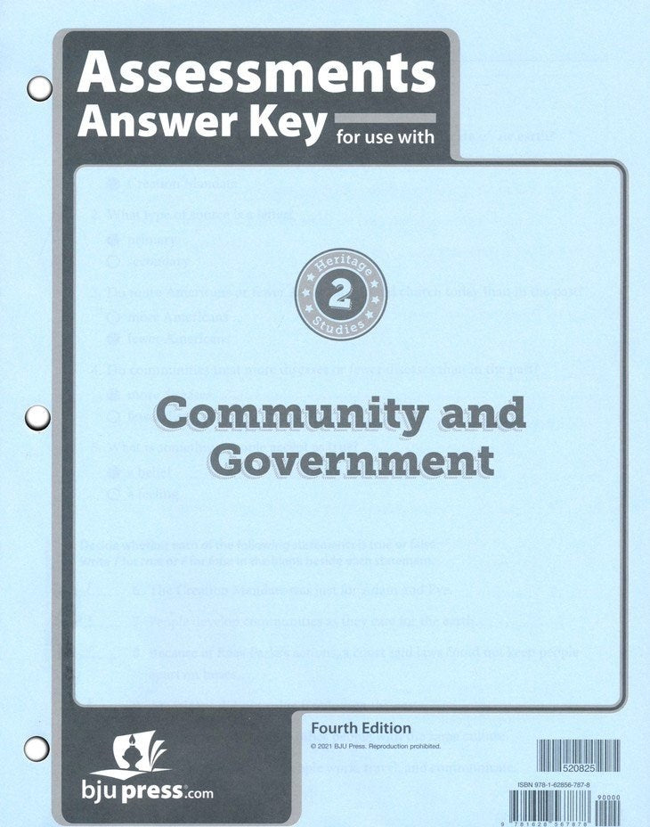 Heritage Studies 2 Assessments Answer Key (4th Edition)