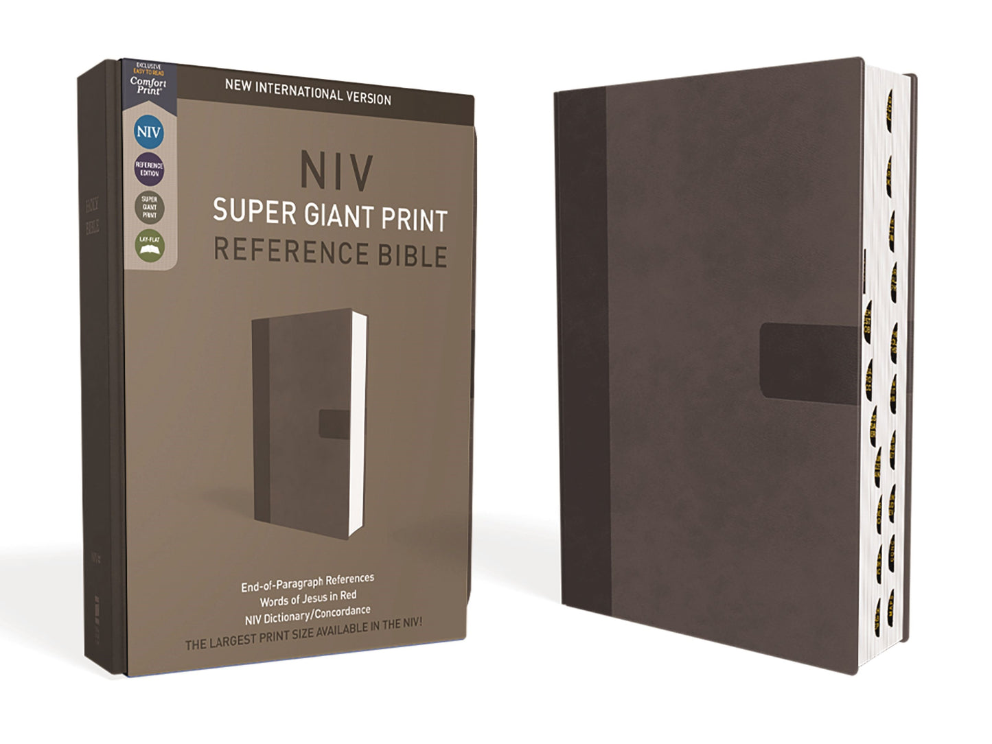 NIV Super Giant Print Reference Bible (Comfort Print)-Gray Leathersoft Indexed