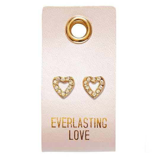 Earrings-Everlasting Love/Heart Studs On Leather Tag