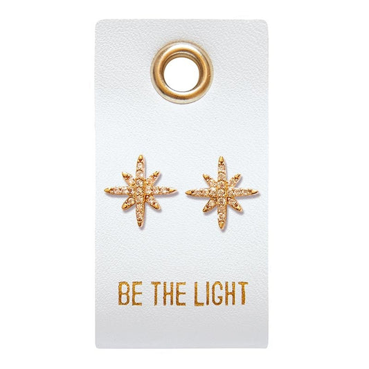Earrings-Be The Light/Starburst Studs On Leather Tag